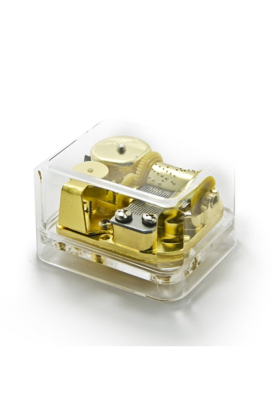 Clear 18 Note Acrylic Box Musical Paperweight - Silver Bells