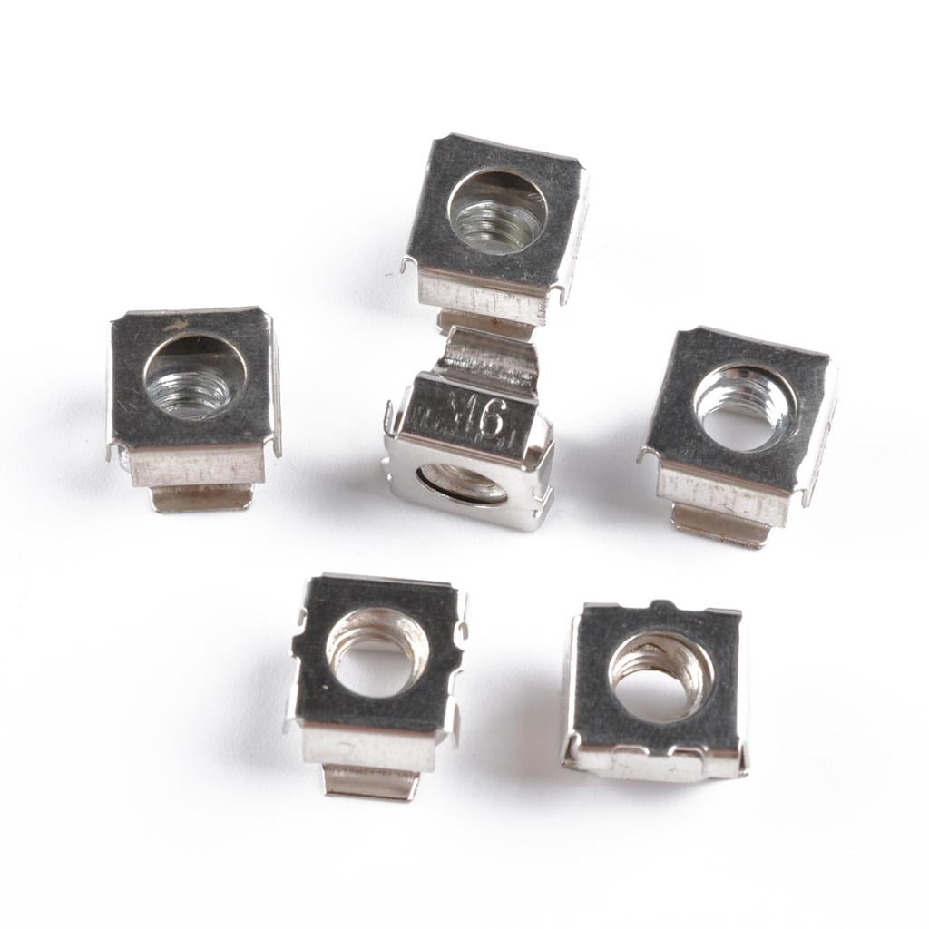 50 Mount Cage Nuts, Screws and Washers for Rack Mount Server Cabinet, Rack Mount Server Shelves, Routers, (M6 x 16mm)