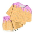 thumbnail image 2 of MIXUE Toddler Girls Outfit Sets Summer Ice Cream Print Crew Neck Short Sleeve T Shirts Tops And Shorts 2 Piece Pajamas Sportwear,Pink,4-5 Years, 2 of 4