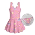 thumbnail image 5 of Xixirimido Planets Moon Stars Pink Print Modest Girls’ Swimwear One Piece – Hawaiian Skirted Bathing Suit with Built-in Shorts, Sleeveless UPF 50+ Swimsuits, 5-6 Years, 5 of 7