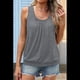 thumbnail image 4 of Camiseta de Tirantes Plisada de Verano para Mujer, Informal, Sin Mangas, con Cuello Redondo, Corte Holgado, Gris, Talla M, 4 of 8