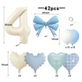 thumbnail image 1 of Light Blue Love Number 42pcs Balloon Set, Fresh Checkered Heart Balloons, Suitable for Baby Birthday Balloon Decorations., 1 of 5