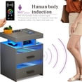 thumbnail image 5 of Modern RGB Smart Nightstand with Wireless Charging Station, USB Port - LED Nightstand Table for Bedroom Furniture - 2 Drawers & Open Storage Shelf - Home Office End Side Cabinet, Gray, 5 of 8
