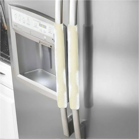 White Magnolia Handle - 2PCS Refrigerator Door Handle Covers Kitchen Appliance Fridge Oven Handle Protectors Color:Beige