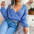 thumbnail image 7 of Womens Lantern Long Sleeve Deep V Neck Crop Sweater Tops Trendy Knitted Fall Sweater Pullover for Women, 7 of 7