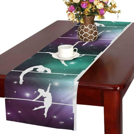 MKHERT Silhouettes of Female Pole Dancers On Galactic Space Background Table Runner for Office Kitchen Dining Wedding Party Banquet 16x72