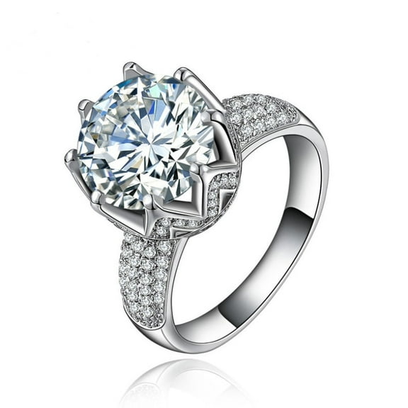 Womens Fashion Heart Ring Copper Plated Zircon Gemstone Jewelry Elegant Ring Gift For Women And Girls Her Gift