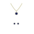 thumbnail image 2 of 18K Yellow Gold 1/2ct Halo Blue Sapphire Round 18 Inch Necklace and Halo Earrings Set Plated, 2 of 2