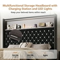 thumbnail image 5 of Full Size Velvet Tufted Soft Bed Frame with USB Port and Night Light,52''High Headboard with Rivet Decoration,Wing-back Platform Bed with Headboard Shelf,Black, 5 of 14