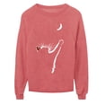 thumbnail image 3 of Floleo Clearance Fall Clothes For Women Women's Animal Cat Print O Neck Loose Sweater Long Sleeve Casual Blouse Top Red, 3 of 6