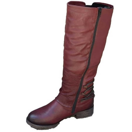 

Babysbule Boots for Women Clearance Fashion Large Size Boots Women Autumn Long Tube Zipper Low Heeled Shoes Boots Pointed Boots Knight Boots