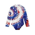 thumbnail image 4 of Weebloom Toddler Girl Swimsuit One Piece American Flag Patriotic Swimwear Long Sleeve Rash Guard With Full Zip Front Holiday Print Bathing Suit Size 3-4 Years, 4 of 4