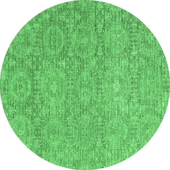 Ahgly Company Indoor Round Abstract Emerald Green Modern Area Rugs, 5' Round