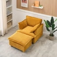 thumbnail image 5 of Single Sofa Armchair, Upholstered Sofa Chaise Lounge Chair with Ottoman, Deep Seat Oversized Sofa Chairs Reading Arm Chair for Living Room Bedroom Apartment Office, Yellow, 5 of 6