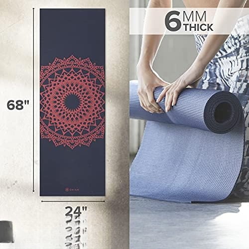 Yoga Mat - Premium 6mm Print Extra Thick Non Slip Exercise & Fitness Mat for All Types of Yoga, Pilates & Floor Workouts (68"L x 24"W x 6mm Thick)