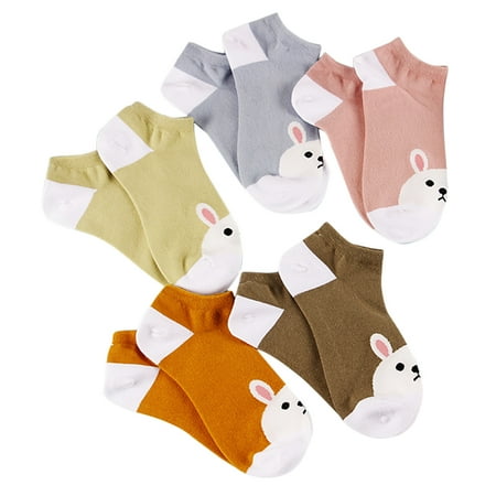 

5 Pairs Cartoon Rabbit Ankle Sock Low Cut Sock Girl Short Sock Creative Sock
