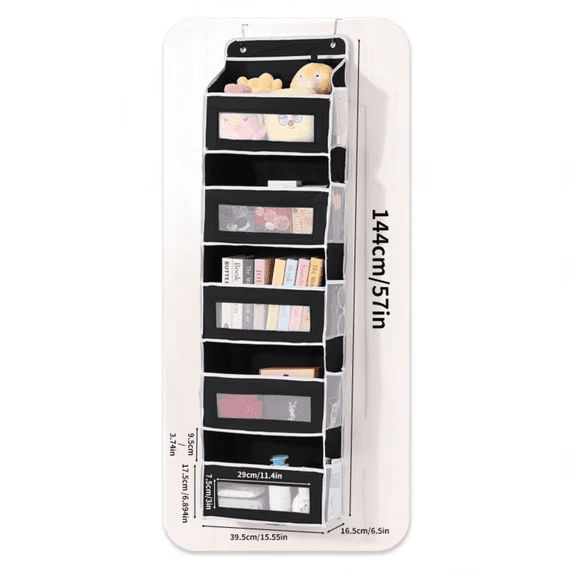 5 Tier Over The Door Hanging Organizer with 10 Pockets - 44 Lbs Heavy Duty Anti-Sag Storage Rack, No Drilling Organizer with Mesh Windows for Closet Bedroom Bathroom Kitchen Nursery