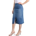 thumbnail image 4 of INSPIRE CHIC Outfit Denim Skirt for Women's High Waist Slit Front Washed Jean Midi Skirts with Pockets M Blue, 4 of 6
