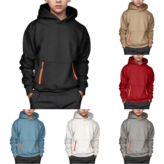SONXAHE Toddler Boy's Pocket Hoodie Solid Long Sleeve Casual Hoody Sweatshirt Streetwear Hooded Sweatshirt,Black