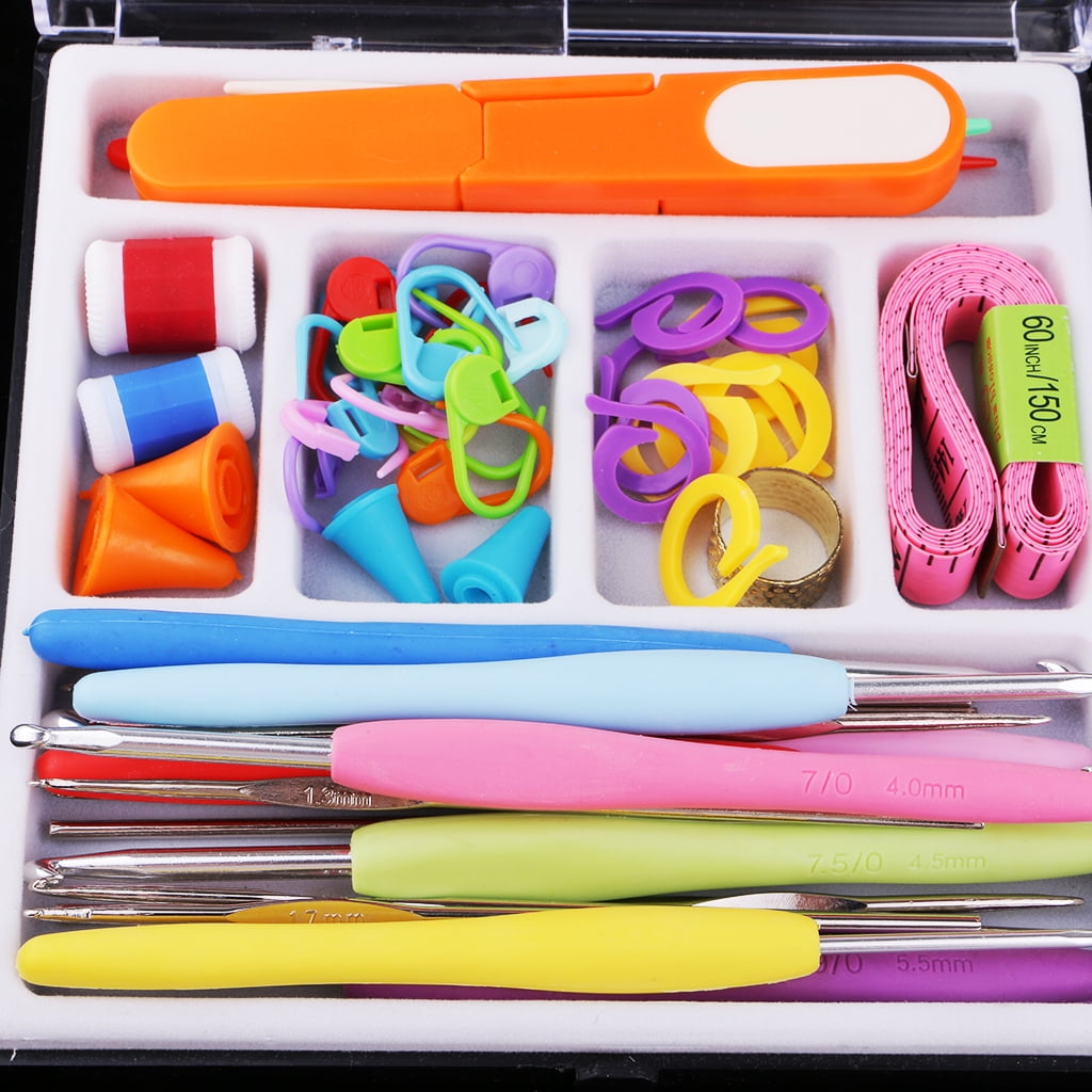 FVDPWYE 62pcs Crochet Hook Set with Yarn Knitting Needles Sewing Tools for DIY Craft
