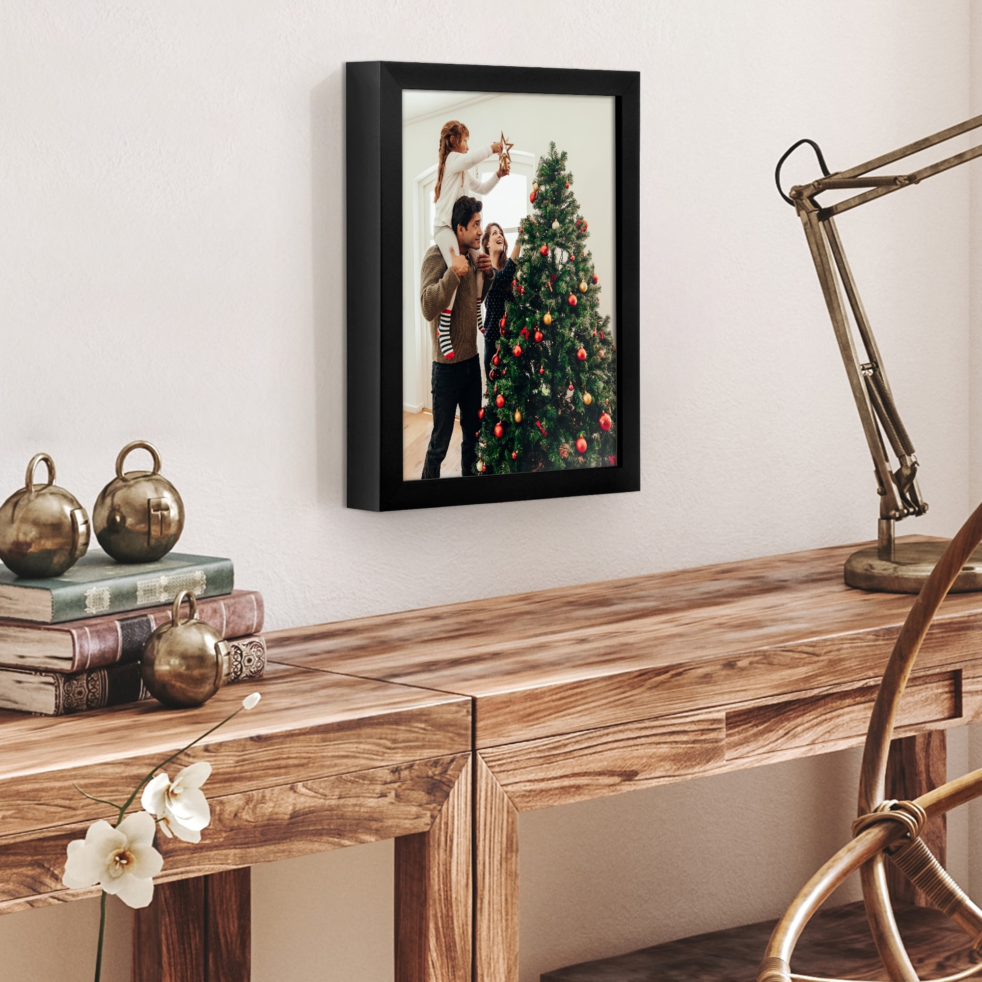 Americanflat 8.5x11 Picture Frame with Shatter-Resistant Glass Soho Collection Gallery Style Deep Molding - Black