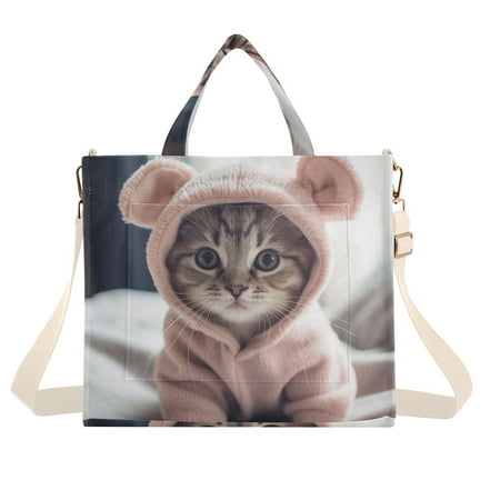Cat Hoodie Bed Corduroy Tote Bag Handbag Large Messenger Bag Shoulder Crossbody Zipper Bag Purse