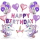 thumbnail image 1 of Kit de globos de cumpleaños con forma de corazón de Mylar con forma de unicornio x40, 1 of 1