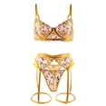 thumbnail image 3 of Gibobby Lencería sexy para mujer Día de San Valentín Ropa interior divertida para mujer, sujetador transparente transparente con flores, conjunto de piezas de ropa interi(Amarillo, M), 3 of 5