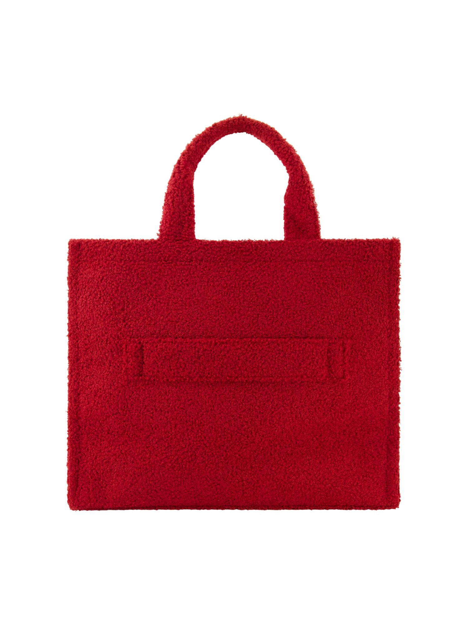 Harry Potter Tote Bag, Gryffindor Crest Faux Fur Travel Handbag with Adjustable Shoulder Strap and Trolley Sleeve, Red