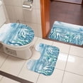 thumbnail image 5 of Blue Summer Ocean Bathroom Rugs Set Jellyfish Seaweed Coastal Wood Grain Non Slip Absorbent Soft Bath Mats 3 Piece Set with Bathroom Rug, U-Shaped Floor Mat, Toilet Seat Cover Large Size, 5 of 9