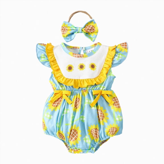Baby Onesies Girl Baby Girl Strawberry Outfit Flutter Sleeve Strawberry Bow Smocked Romper Infant Baby Gingham Summer Clothes