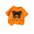 thumbnail image 3 of Kid Girls Cute Girls Cartoon Graphic Crew Neck Short Sleeve Tee Summer Casual T Shirt Orange,3-4 Years, 3 of 5