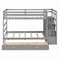 thumbnail image 5 of Twin Over Twin Kids/Teens Bunk Bed with Buit-In Staircase, Wooden Storage Bed Frame with 6 Drawers, 5 of 12
