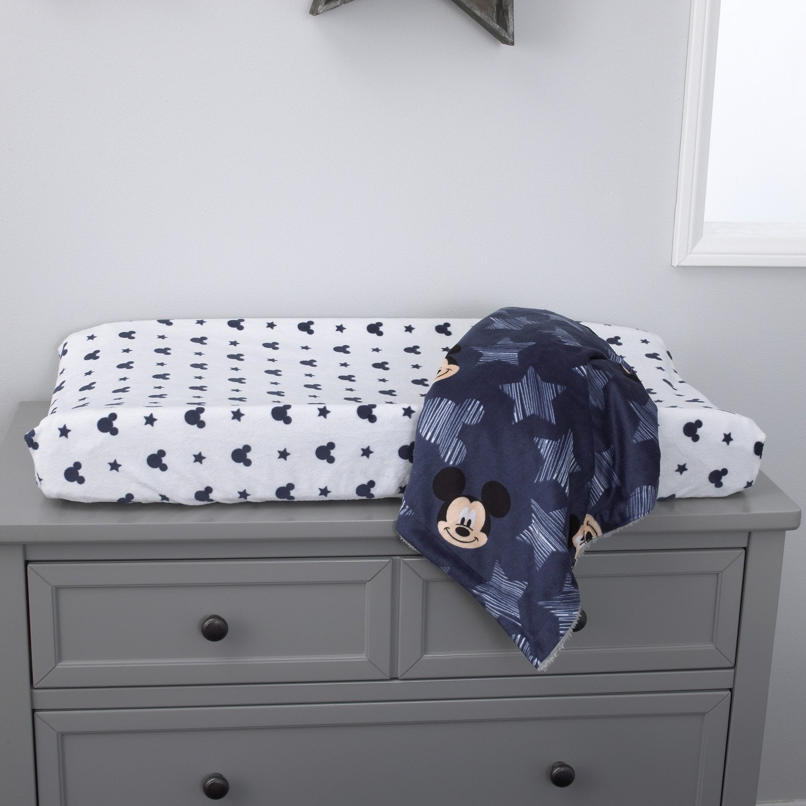 Disney Mickey Mouse Hello World Star/Icon Super Soft Changing Pad Cover, Infant Boy