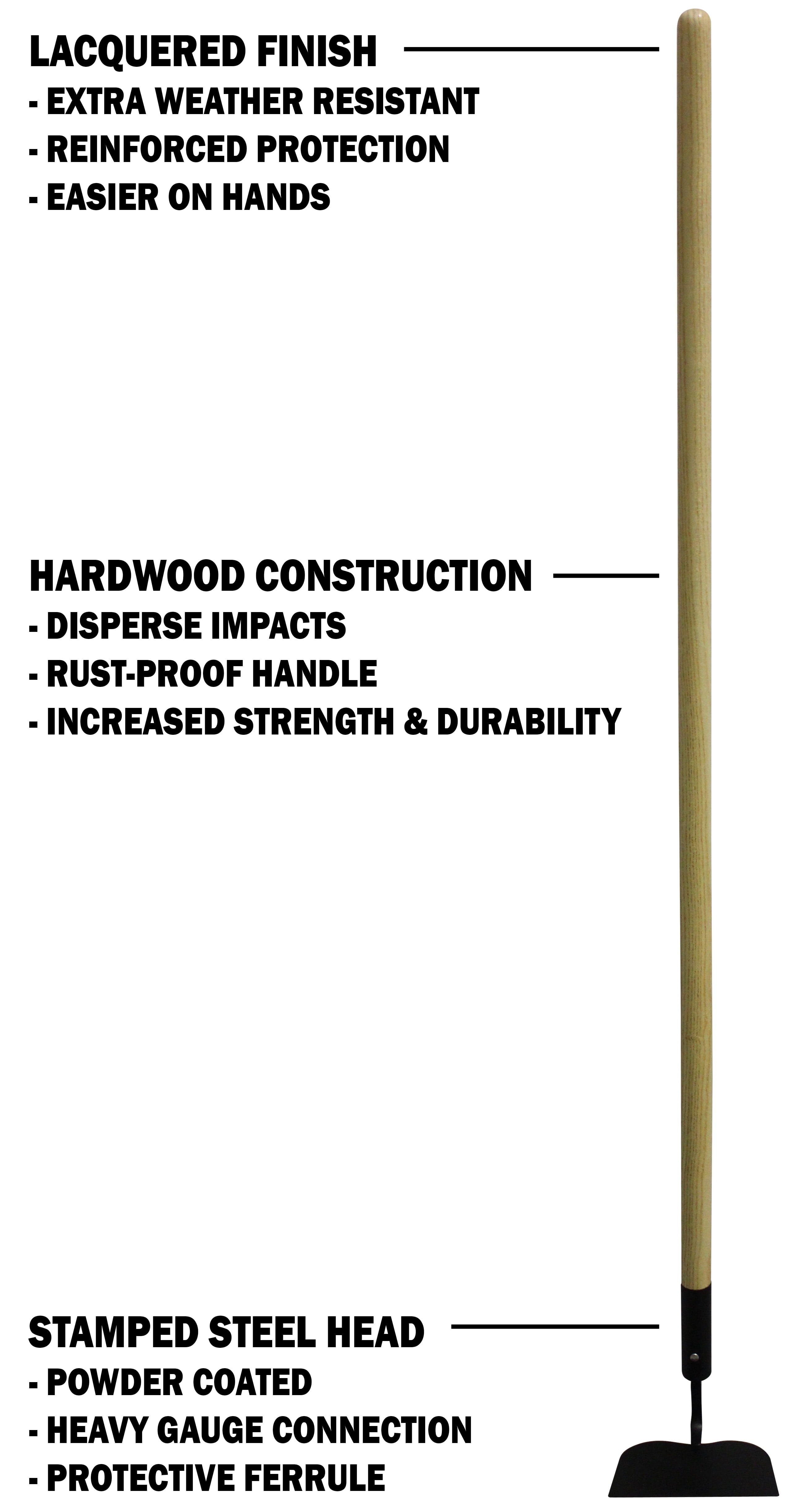 Workforce Garden Hoe - 48" Wooden Handle - 16 Gauge Steel Blade