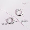 thumbnail image 4 of 925 Sterling Silver Classic Small Plain Huggie Hoop Earrings For Girls 8mm, 4 of 5