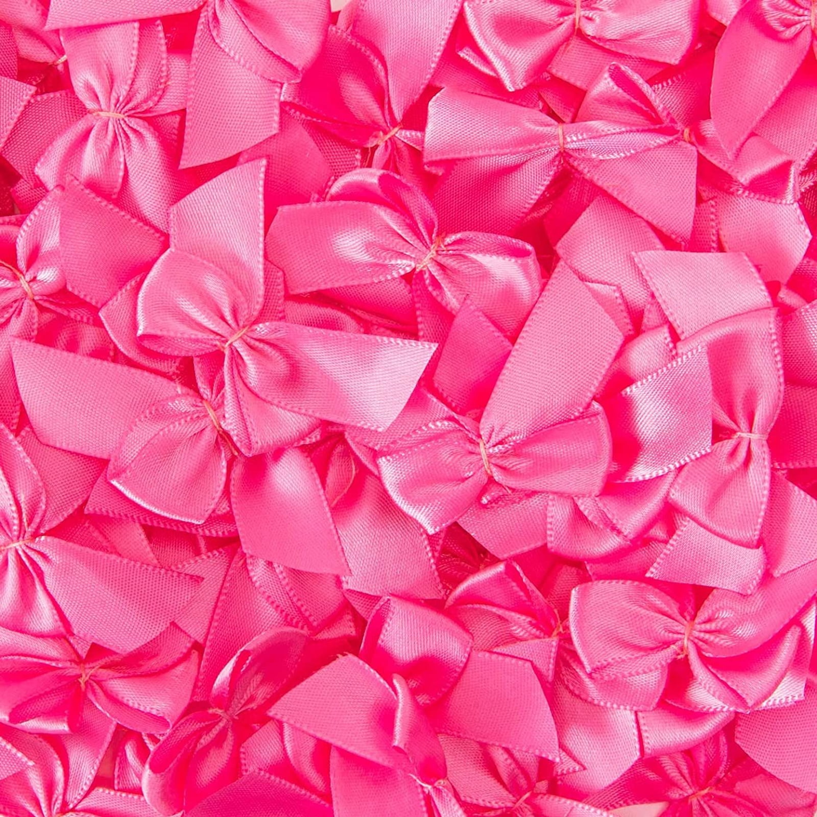 200 Pack Mini Pink Satin Ribbon Bows with Self-Adhesive Tape for Crafts,  Gift Present Wrapping, Christmas Wreath, 1.5 