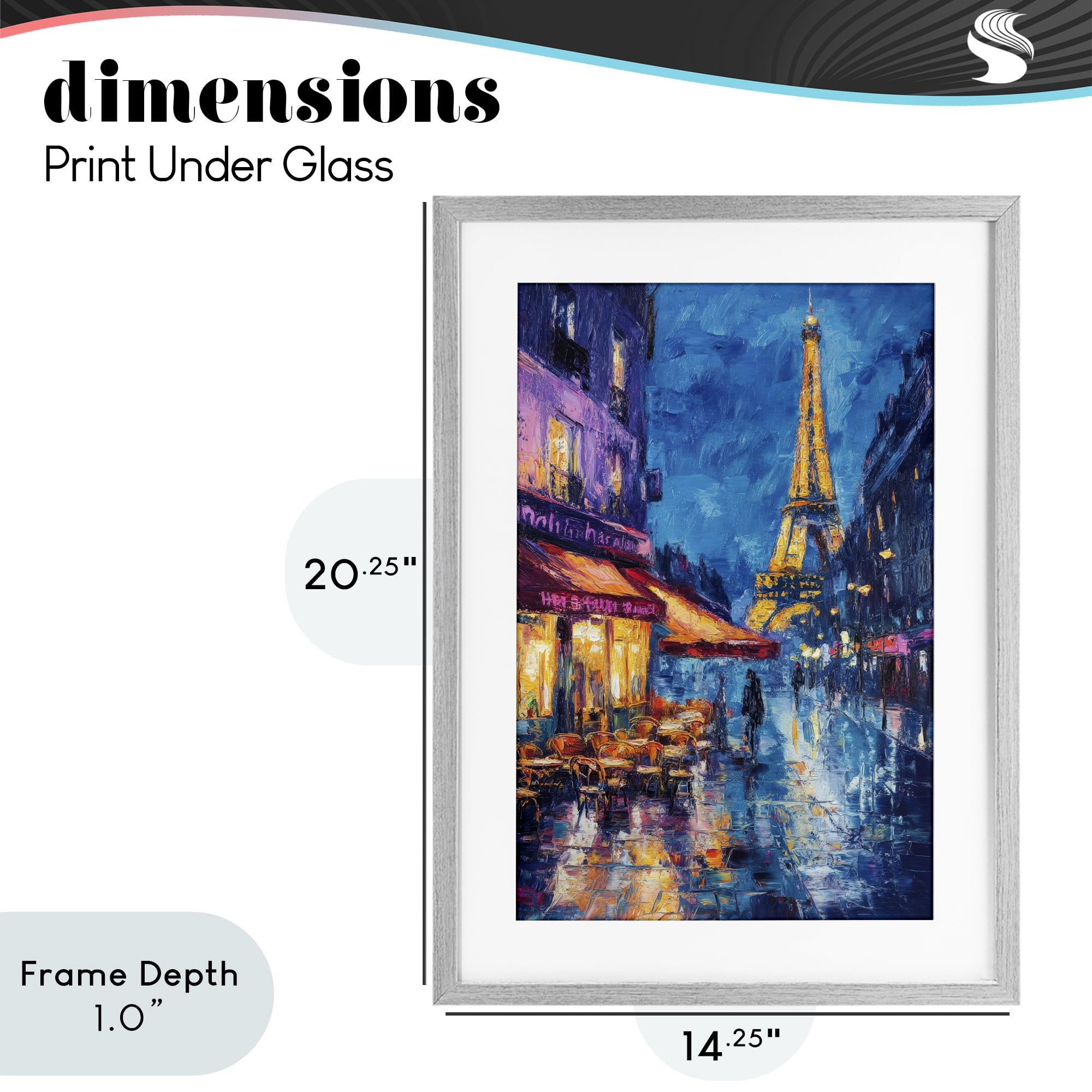 Stupell Industries Dusk Paris Street Scene Gray Framed Print Under Glass, design by Petal Prints Design