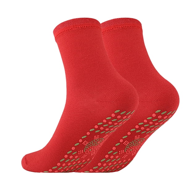 Calcetines Calentamiento Automático Salud Cómodos Térmicos Mujer Hombre Rojo