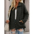 thumbnail image 5 of Women's Quilted Jacket Casual Winter Open Front Button Down Puffer Coat Outwear Cardigan Black XL, 5 of 8