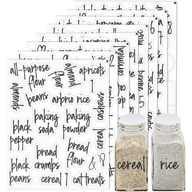 shiyou-168Pcs Kitchen Pantry Labels, Water & Oil Resistant Kitchen Labels Stickers Food Jar Label for Storage Containers and Organization, Black Labels for Food Containers Jars for Sugar, Coffee, Flo