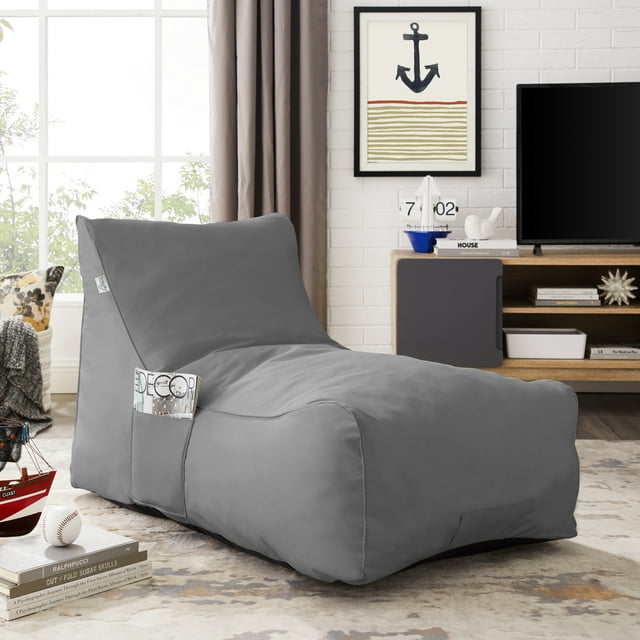 Loungie Resty Memory Foam Sofa, Indoor/Outdoor, Kids, Water Resistant, Light Grey