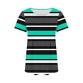 thumbnail image 5 of XIAfhje Womens Summer Tops Casual Soft Short Sleeved Round Neck Stripe Printed Top Pleated T Shirt Loose Business Tops Basic Plain Tee Blouses, 5 of 5