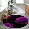 thumbnail image 4 of Round Area Rugs Collection 3.3 Ft, Purple Rose Non-Slip Residential Carpet, Vintage Abstract Garden Flower Floral Black Indoor Crawling Mats Doormat Runner Rugs Play Mat for Bedroom, 4 of 8