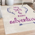 thumbnail image 1 of Adventure Decorative Rug, Calligraphic Words Antlers and Arrow on Grunge Dotted Backdrop, Quality Carpet for Bedroom Dorm and Living Room, 6 Sizes, Dark Violet, by Ambesonne, 1 of 4