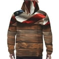 thumbnail image 3 of Bingfone Rustic American Flag Wood Men's Drawstring Hoodie Long Sleeve Pocket Sweatshirts-3X-Large, 3 of 6