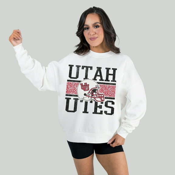 Women's Gameday Couture White Utah Utes Fair Catch Pullover Sweatshirt