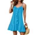 thumbnail image 3 of Vestido con Tirantes Finos para Mujer, Ideal para Vacaciones. Azul S, 3 of 8