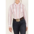 thumbnail image 3 of Wrangler Women's Striped Long Sleeve Western Pearl Snap Shirt Pink Large  US, 3 of 4