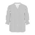 thumbnail image 6 of Annhoo Casual Dressy Shirts for Women V Neck Button Down Block Color Stripe 3/4 Sleeve Tops Business Clothes, 6 of 6